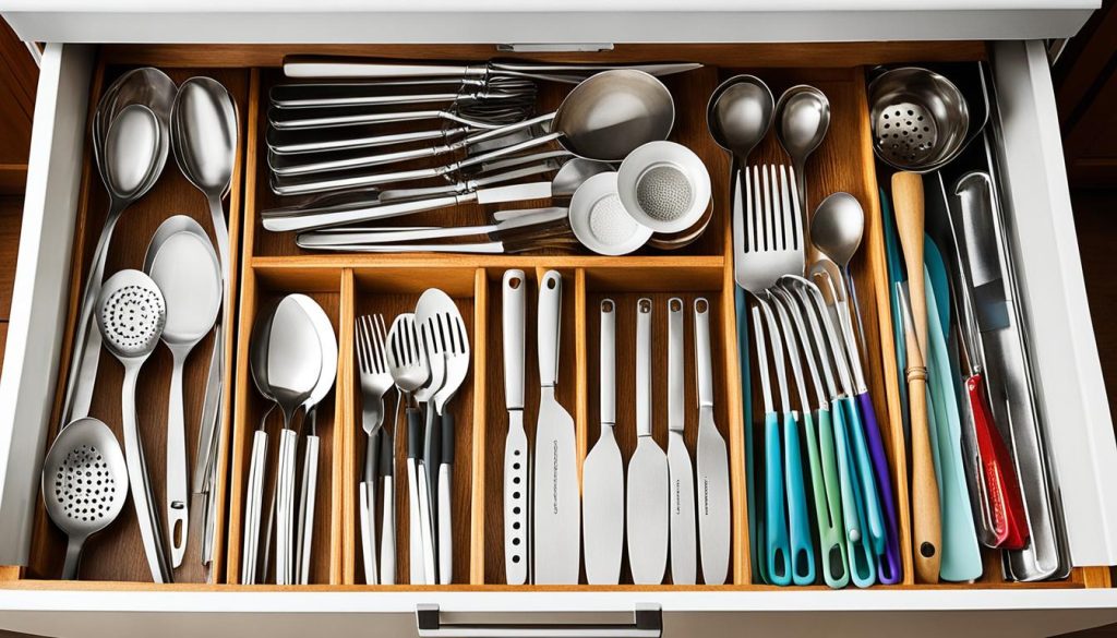 Organized kitchen utensils