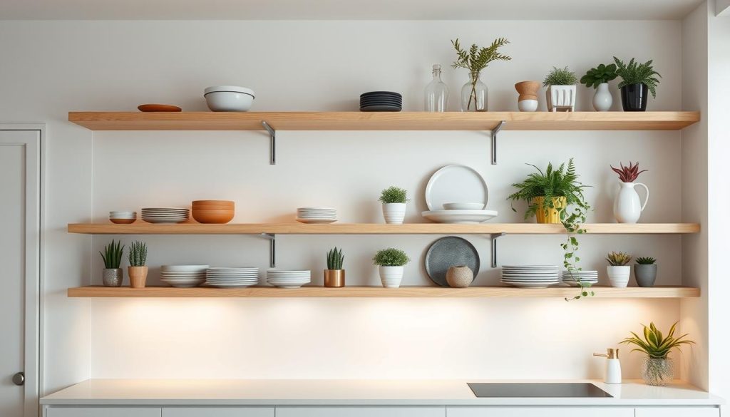 floating kitchen shelves