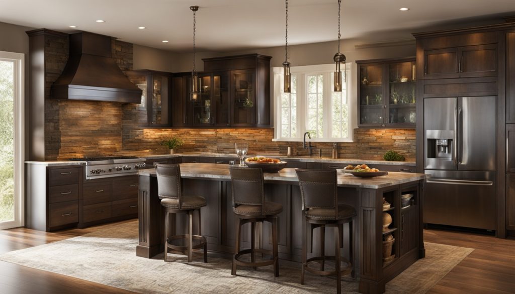 rustic stone backsplash